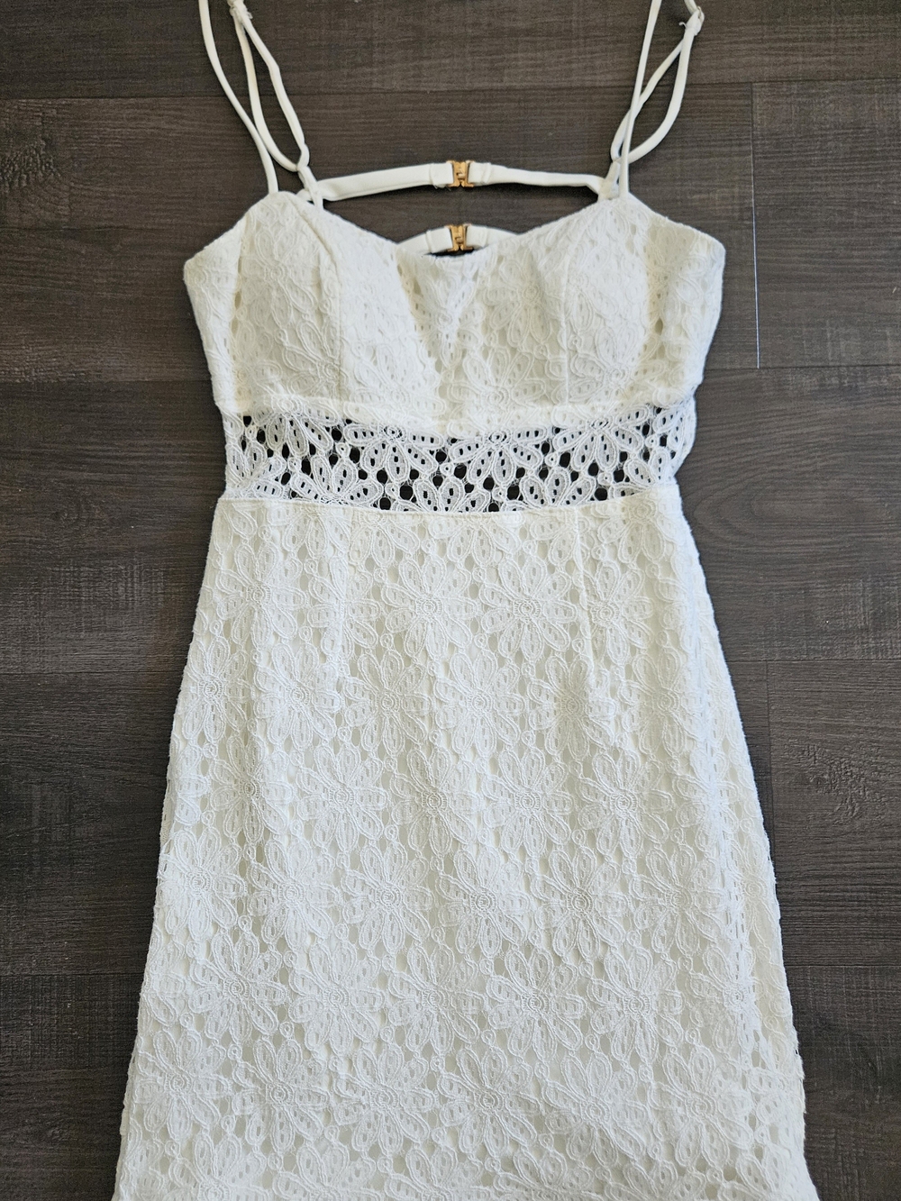 Angel Biba White Floral Guipure Lace Cutout Corset Mini Dress AU 8 / US S